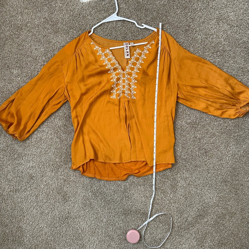 Women's Mustard Embroidered Top - Picture 5 of 6
